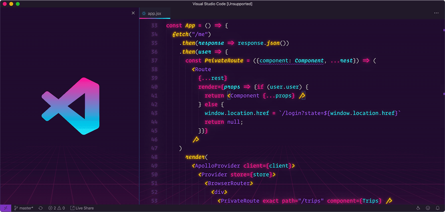 VS Code [UBUNTU] : Enable SynthWave '84 theme glow effect